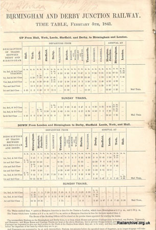 Birmingham and Derby Junction Railway 1841