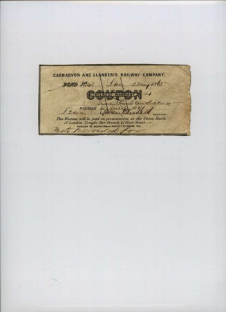 Carnarvon and Llanberis Rly coupon